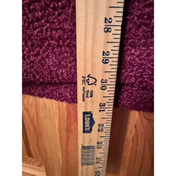 Lands End Heavy wgt sherpa pullover turtleneck tunic oxblood w/pockets L - Picture 5 of 6